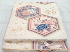 平和屋着物◎六通柄袋帯　唐織　菱花文　金糸　正絹　逸品　AAAS8594cx