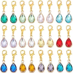 PH PandaHall 24個 ラインストーン チャーム ペンダント パーツ 誕生石チャーム カラフル クリスタル DIY製作キット キーホルダー ネックレス ピアスパーツ アクセサリーパーツ ジュエリー作成 ハンドメイド 手芸材料(しずく)