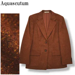 アクアスキュータム Aquascutum ツイード シングル 2B テーラードジャケット ブレザー 秋冬 オフィス カジュアル オケージョン 11 ブラウン レディース ♪
