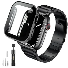 ANYOI 対応 コンパチブル Apple Watch バンド ステンレス製 Series SE/SE2/6/5/4 アップルウォッチ バンド 防水 ケース付き 3D直角エッジデザイン 交換ベルト あっふウォッチバンド 長さ調節器がついています 耐衝撃 通気