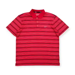 美品◆NIKE GOLF ナイキ ゴルフ DRI-FIT ボーダー 半袖 ドライ ポロシャツ XLサイズ /レッド/メンズ/スポーツ