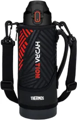 サーモス 水筒 真空断熱スポーツボトル 1L ブラックオレンジ 保冷専用 子供用 ポーチ付き 肩に優しいストラップ FJS-1000F BKOR