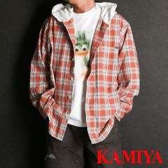【KAMIYA/カミヤ】Distressed Check Shirt Hoodie - RED / フーデッド チェックシャツ / G14SH057【送料無料】