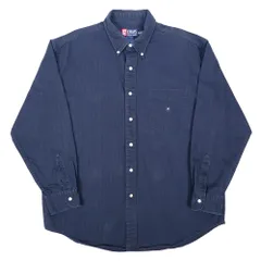 チャプス ラルフローレン CHAPS Ralph Lauren 90's ヘリンボーン ボタンダウンシャツ USA古着 (-2503) ダークネイビー サイズ XL