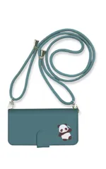 iPhone 16 ProMAX ケース 手帳型 アイフォン16プロマックス スマホケース 携帯ケース かわいい パンダ 可愛い ワンポイント シンプル 透明 クリア おしゃれ パステル ストラップ付 カラー04