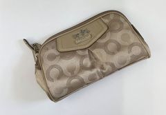 【現状品】COACH コーチ オプアート コスメポーチ 化粧ポーチ ベージュ
