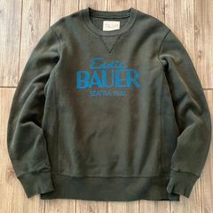 EDDIE BAUER エディーバウアー ブランドロゴ プリント スウェット トレーナー カーキ L 前V 両脇リブ 緑 グリーン