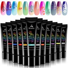 【迅速発送】15-30日間ぐらい艶長持ち 8ｍｌ UV/LED 12カラーセット ジェル ポリッシュタイプ ネイルスタンピング ネイル スタンプ専用ジェル カラージェル プレート専用 Biutee