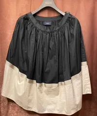 ARMANI JEANS 切り替えツートンカラーギャザースカート ブラック×ベージュ 40サイズ