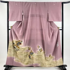 最終値下げ T-228 色留袖 藤紫色 金彩 松竹梅 一つ紋 染疋田絞り 美品
