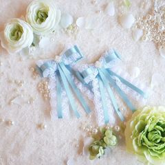 ヘアアクセサリー ヘアクリップ リボンクリップ 量産型 リボン ツインテール ミントグリーン 使い方 簡単 アイドル ヘアアレンジ 結婚式 発表会 卒業式 入学式