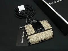 ■新品■未使用■ MICHAEL KORS マイケルコース PVC×レザー MK柄 エアーポッズケース イヤホンケース アイボリー系 BM4432