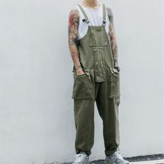 ミリタリー オーバーオール メンズ ヘリンボーン ツイル ワークパンツ サロペット パンツ ゆったり 大きいサイズ ストリートファッション 作業着 作業服 パンツオール 大人 オールインワン ロングパンツ 春 夏 秋 冬 黒 ブラック カーキ ネイビー 紺色