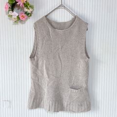 56-57 ー大特価ー カシミヤ100%★ 【リンホーリン】 LYNN HOLLYN  レディース セーター ニットベスト ノースリーブ (M) イトキン ベージュ