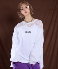 夢展望公式 [新品未使用] レースドッキングオーバーロンＴ [ホワイト] 他カラー別ページ有 bohmal カットソートップス カットソートップス・Ｔシャツ（長袖） 535800-01