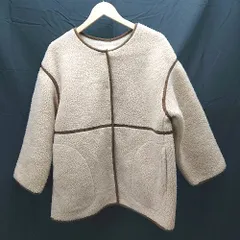 ◇ Ray Beams パファー ジャケット フリース モカ アイボリー ボア パイピング ノーカラー ブルゾン サイズ0 ベージュ 女 E  【1301260040119】のサムネイル