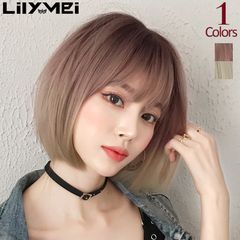 ピンクゴールド　グラデーション　ストレート　ボブ