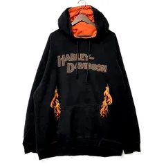 スペシャル！ハーレーダビッドソンスウェットパーカー ファイヤー フレイムフェード 90s 英国製 HARLEY-DAVIDSON ハーレー ダビッドソン ROMA ITALY