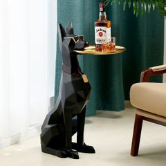 ドーベルマン サイドテーブル サングラスをつけた可愛い犬 オブジェ 置物 サングラス 番犬 防犯  かわいい 北欧 大きい彫刻 おもしろ 雑貨 玄関 リビング コーヒーテーブル amqo