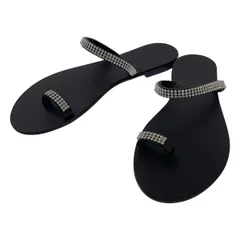 【美品】  NICOLAS LAINAS / ニコラスライナス | ビジュー 装飾 サンダル シューズ | 40 | ブラック | レディース