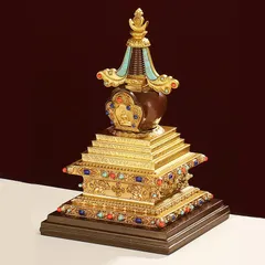 ストゥーパ 置物 オブジェ 仏塔 卒塔婆 チベット 仏教 黄金 幸福 幸運 浄化 祈り 瞑想 神秘的 伝統的 パゴダ ゴールド チベット  スピリチュアル インテリア 玄関 オフィス