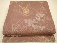 B◇着物くつろぎ 夏物 季節の花々 金糸 格子 六通 正絹 薄物 絽 紗