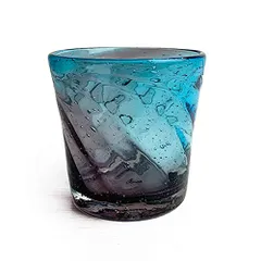 くば笠屋 琉球ガラス 琉球グラス ロックグラス 沖縄土産 美ら海ロックグラス パープル×ブルー 冷茶グラス コップ カップ [パープル×ブルー]