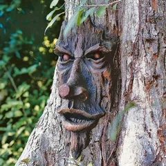 気味の悪い顔をしたツリーフェイス 壁インテリア ガーデン フェイス 装飾 ツリー 壁掛け ウッドフェイス オン ウォールアート ハロウィン ハロウィーン 木の精霊 ガーデンオーナメント beam4-7