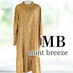 USED MB mint breeze ティアードワンピース カーキ 花柄 ５Lサイズ 裏地無 レディース 秋冬 エムビーミントブリーズ