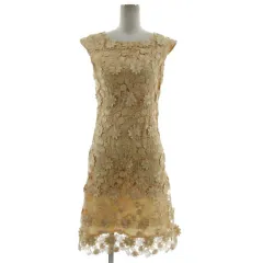 アンユーズド UNUSED ワンピース フレンチスリーブ ミディ丈 総レース ベージュ S