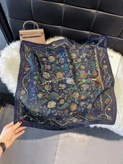 アクセサリー レディース スカーフ 1枚 フォーシルク ペイズリー フローラル プリント 70cm 小判スカーフ、レディース新作バンダナ、多用途ネックタイ、ヘアアクセサリー、ファッションネッカチーフ、装飾用