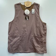【新品未使用】あったか裏起毛ニットエプロン　チェック柄　M～Lサイズ　ピンク系
