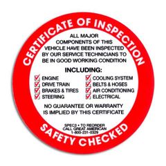 アメリカ整備用ステッカー SAFETY CHECKED 裏貼り レッド 検査標章