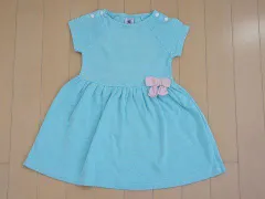 プチバトー PETIT BATEAU アウトレット 子供服 女の子 ワンピース 24M 約 85cm 水色 ボーダー 半袖 カットソー素材 春 夏 ベビー服 ★3 ガールズ 女児 キッズ ベビー 【中古】 ユーズド 古着 子ども服 こども