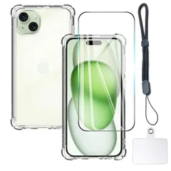 【新着】対応 iPhone 15 Plus ケース クリア iPhone 15Plus ガラスフィルム apple カバー TPU 保護ケース カバー背面 + アイフォン15 Plus ガラスフィルム いpほね15 Plus フィルム 日本旭硝子製 フィルム