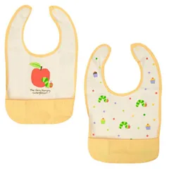 2枚組エプロン はらぺこあおむし イエロー 防水 袖なしエプロン 2枚組 お食事エプロン 食事用エプロン IH8277