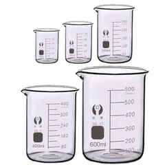 新品 HAMILO ビーカー 実験用品 実験器具 耐熱ガラス 計量器 メジャーカップ 計量カップ ガラス製 (5種セット)