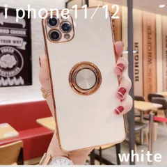 iPhone11 12 7/8/SE2 ソフト ケース リング付き ホワイト