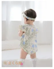 ベビー服 半袖 ロンパース 女の子 フリル袖 カバーオール キッズ服 子供服 新生児 赤ちゃん服 幼児 ベビー 綿% コットン 可愛い 出産祝い  夏服 夏 韓国子供服HZQ295