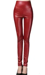 秋 冬 裏起毛 スキニー 合皮 光沢 スリム レザーパンツ ハイウエスト セクシー レディース レギンス 18色 [syvent] S-2L