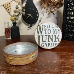 ちま寄せに♡リメイク缶＆ガーデンプレート  セット(英字 ライトグレー・スノーホワイト)＊リメ缶  多肉  ハンドメイド