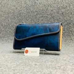 メンズ 財布 長財布 本革 ラウンドファスナー メンズ ヌメ革 手縫い 手染め
