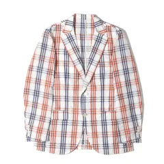 美品 MACKINTOSH マッキントッシュ ジャケット チェック シアサッカー 2B テーラードジャケット PHILOSOPHY ホワイト ダークオレンジ ネイビー アウター ブレザー 上着【メンズ】のサムネイル