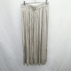 ◇ ⊂ le.coeur blanc ルクールブラン ロング レザーライクサテンプリーツスカート サイズ38 グレージュ系 レディース E  【1505290027342】