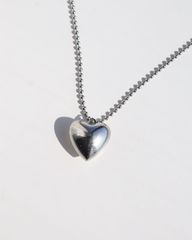 heart motif metallic charm vintage long necklace ハート モチーフ チャーム ボールチェーン ヴィンテージ ロング ネックレス シルバーカラー