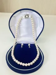 B-364　パール　ネックレス＆イヤリングセット　レディース　アクセサリー　冠婚葬祭