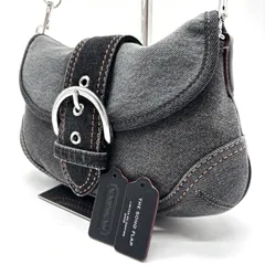 ?極美品? COACH Y2K soho belt denim black leather shoulder bag unisex コーチ ハンドバッグ ショルダーバッグ