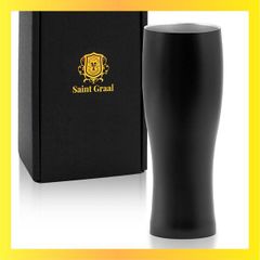 ★送料無料★ブラック SaintGraal ビールグラス ハイボール タンブラー 真空断熱 父の日 プレゼント 誕生日プレゼント 男性 ギフト おしゃれ お酒 コップ 450ml (ブラック)