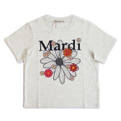 マルディメクルディ Tシャツ レディース 半袖 スリム ショート丈 フラワーマルディ ブロッサム ロゴ コットン オートミール ブラック MFK52JSS007OTBK00 Mardi Mercredi 韓国ブランド (ec)