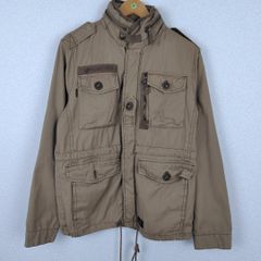 90s ミリタリージャケット 長袖 多機能ポケット スタンドカラー アースカラー ベージュ メンズ 古着 アメカジ